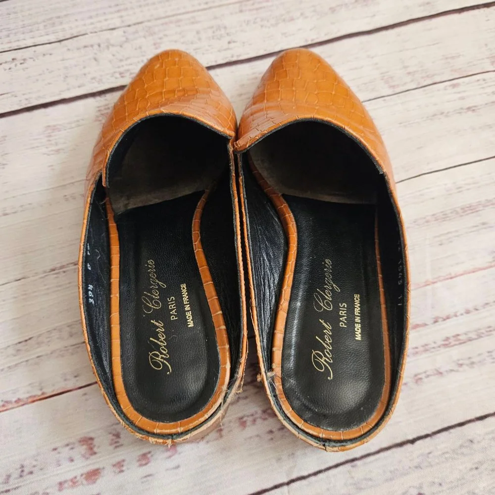 Robert Clergerie Alice Reptile Leather Mules Womens 39.5 Slides - Picture 2 of 7